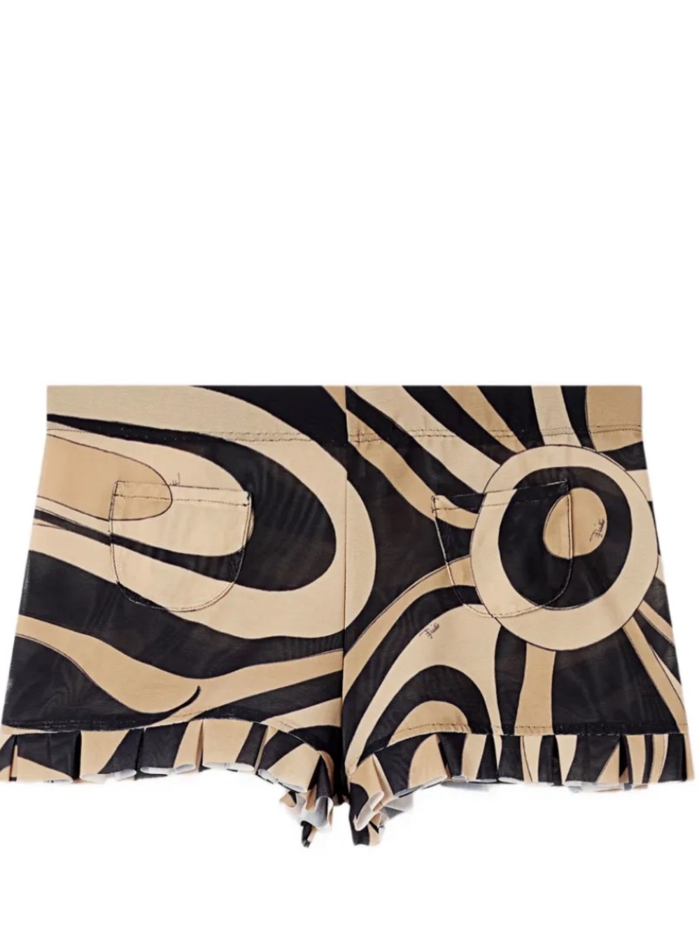 Emilio pucci Beige and Black Swirl Print Mini Shorts